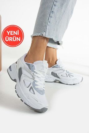 کفش اسنیکر سفید زنانه بند دار Devida - کد 825290484
