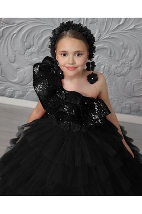 لباس مجلسی و فارغ التحصیلی مشکی بچه گانه توری Kids - کد 842982559