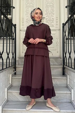 ست بالاتنه و پائین تنه حجاب زرشکی زنانه رگولار Ceremony - کد 934404819