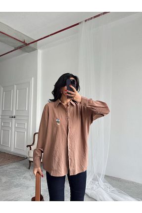 پیراهن قهوه ای زنانه اورسایز mydukkan.co - کد 934418803