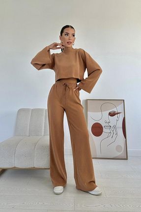 ست بالاتنه و پائین تنه قهوه ای زنانه پنبه ای velmorafashion - کد 935494487