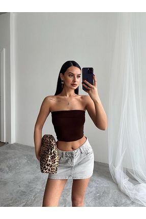 بلوز قهوه ای زنانه ساده mydukkan.co - کد 934423674