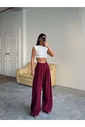 شلوار زرشکی زنانه پنبه ای mydukkan.co - کد 934419858