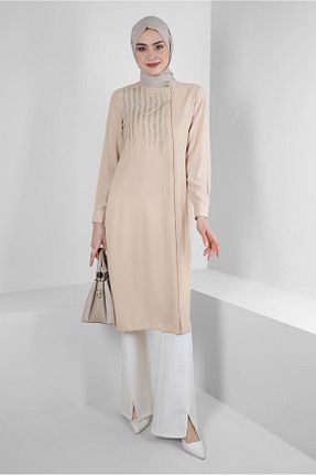 تونیک حجاب بژ زنانه پلی استر Alvina - کد 805631013