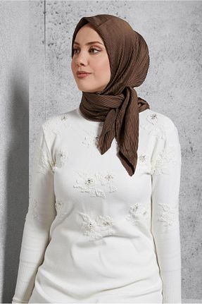 روسری قهوه ای پلی استر Alvina - کد 895984423
