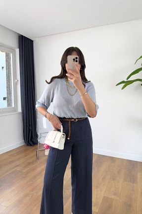 تیشرت آبی زنانه رگولار BİRCANÇİL - کد 935494047