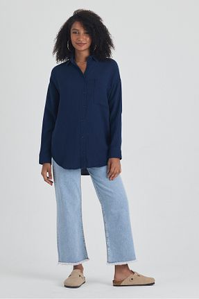 پیراهن سرمه ای زنانه اورسایز macharel jeans - کد 842990342