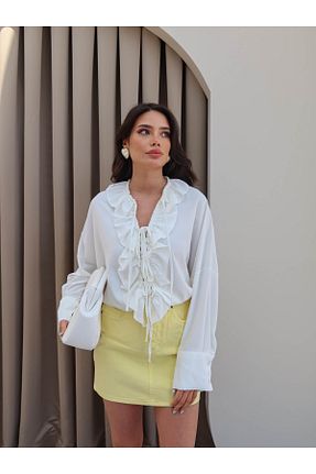 پیراهن سفید زنانه ریلکس فیت ESRAHELVACI - کد 934472910