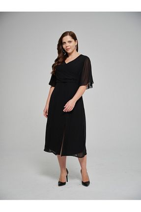 لباس سایز بزرگ مشکی زنانه پارچه Selen Giyim - کد 934468771