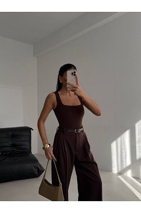 بادی قهوه ای زنانه یقه مربعی NİKKİ NAİLS and MORE - کد 934471378