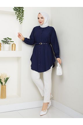تونیک حجاب سرمه ای زنانه پنبه پلی استر modapark.ist - کد 935512897