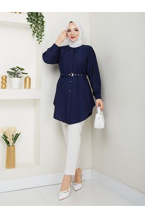 تونیک حجاب سرمه ای زنانه پنبه پلی استر modapark.ist - کد 935512897
