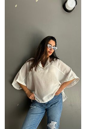 بلوز سفید زنانه ساده Butik - کد 934480816