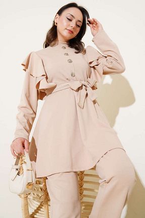 ست بالاتنه و پائین تنه حجاب بژ زنانه رگولار VOLT CLOTHİNG - کد 934527060