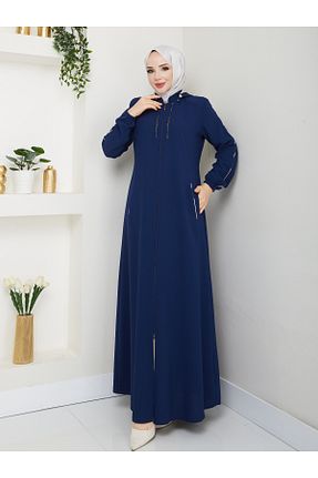 مانتو بلند حجاب آبی زنانه پنبه ای KMKkombin - کد 934530507