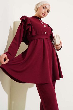 ست بالاتنه و پائین تنه حجاب زرشکی زنانه رگولار VOLT CLOTHİNG - کد 934527056