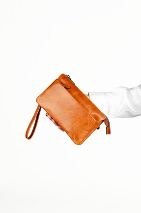 کیف پورتفوی و کلاچ قهوه ای زنانه چرم خالص Deridaş - کد 903278239