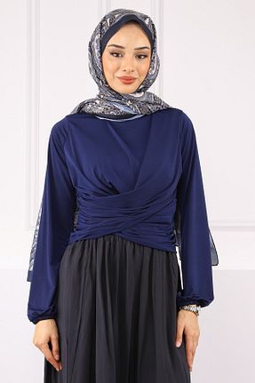 بلوز حجاب سرمه ای زنانه رگولار İmajButik - کد 934587449