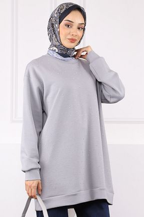 تونیک حجاب طوسی زنانه مخلوط پلی استر İmajButik - کد 934587030