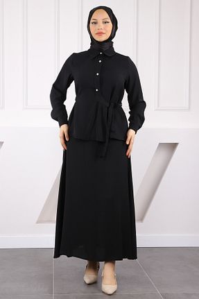 ست بالاتنه و پائین تنه حجاب مشکی زنانه رگولار İmajButik - کد 934588463
