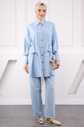 ست بالاتنه و پائین تنه حجاب آبی زنانه رگولار İmajButik - کد 934584089