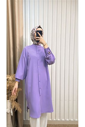 تونیک حجاب بنفش زنانه پنبه پلی استر MERVE TESETTÜR - کد 935651215