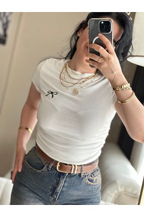بلوز سفید زنانه ساده KECHİ WOMAN - کد 930066677