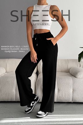 شلوار کرمگن مشکی زنانه پاچه گشاد SHEESH APPAREL - کد 796545789