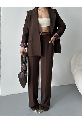 ست بالاتنه و پائین تنه قهوه ای زنانه بافتنی MYGİYİMİSTANBUL - کد 934638644