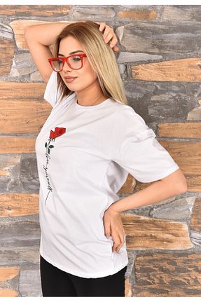 تیشرت سفید زنانه اورسایز GEZEGENX - کد 934635681