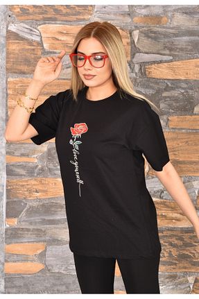 تیشرت مشکی زنانه اورسایز GEZEGENX - کد 934635793