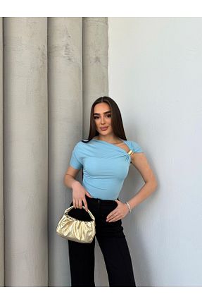 بلوز آبی زنانه ساده MEECY - کد 935746135