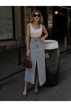 دامن متالیک زنانه پنبه ای FERZOLAİO - کد 934736335