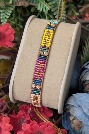 دستبند جواهر رنگی زنانه سنگ طبیعی cheetah quality - کد 934736257