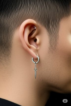 گوشواره استیل (فولاد) طوسی زنانه استیل ضد زنگ Lynare - کد 934743592