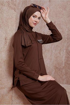 شال قهوه ای زنانه پلی استر Alvina - کد 870008618