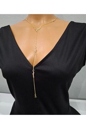 گردنبند جواهر زرد زنانه مروارید Tasarım - کد 934755263
