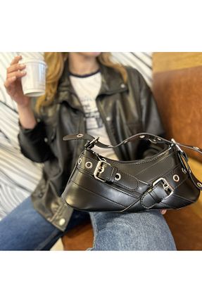 کیف دوشی مشکی زنانه چرم مصنوعی SİNİSA BAG - کد 929695757