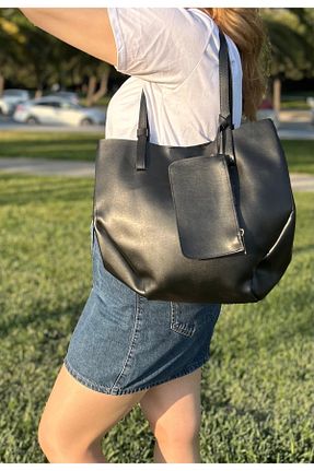 کیف دوشی مشکی زنانه چرم مصنوعی SİNİSA BAG - کد 929695308
