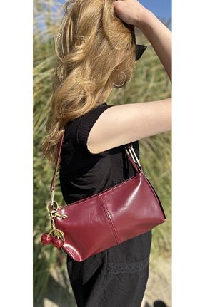 کیف دوشی زرشکی زنانه چرم مصنوعی SİNİSA BAG - کد 929705992