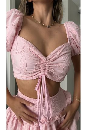 ست بالاتنه و پائین تنه صورتی زنانه بافتنی ASEDE - کد 934787606