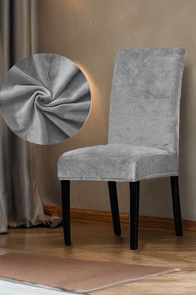 کاور صندلی طوسی مخمل HANSARAYHOME - کد 934789083