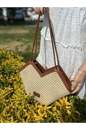 کیف دوشی قهوه ای زنانه چرم مصنوعی SİNİSA BAG - کد 929745624