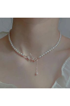 گردنبند جواهر سفید زنانه مروارید byozanyılmaz - کد 934828674