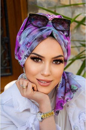 کلاه شنای حجاب بنفش زنانه Aişe Tesettür - کد 837443281
