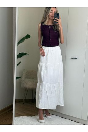 دامن سفید زنانه کتان MODA - کد 934836265