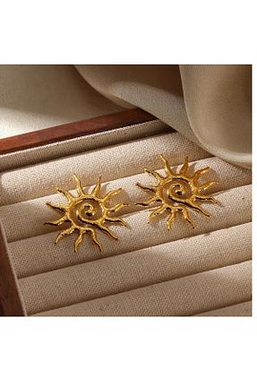 گوشواره جواهر زرد فلزی mos&more - کد 934855159