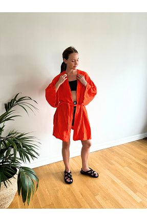 کیمونو و کافتان نارنجی زنانه %100 پنبه Mimiko - کد 934872230