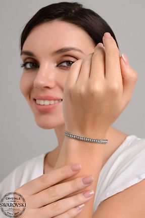 دستبند استیل (فولاد) زنانه سنک زیرکون Swarovski - کد 934883802