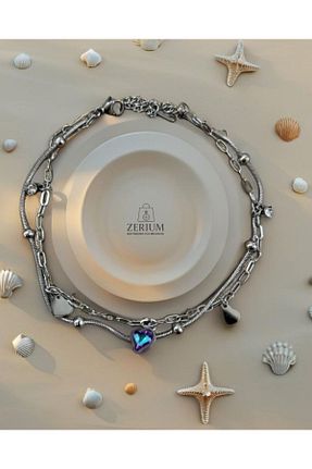 خلخال نقره آبی زنانه ZERİUM - کد 934740202